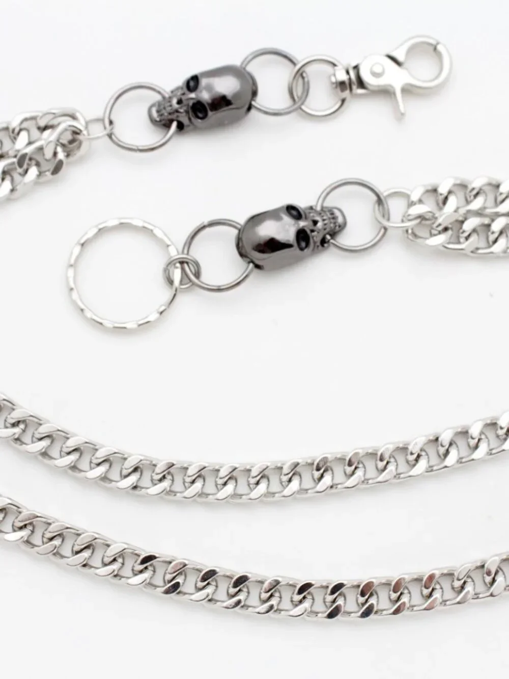 NEW Men’s Silver Skull Jeans Chain, 2 Strand Wallet Chain for Pants Handmade USA